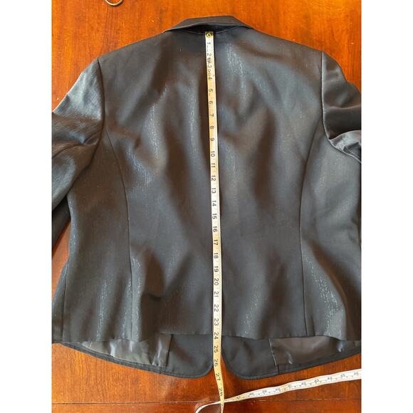 Le Suit 2-Button Evening Blazer Black on Black Metallic Thread Detail Sz 18W - Picture 11 of 11